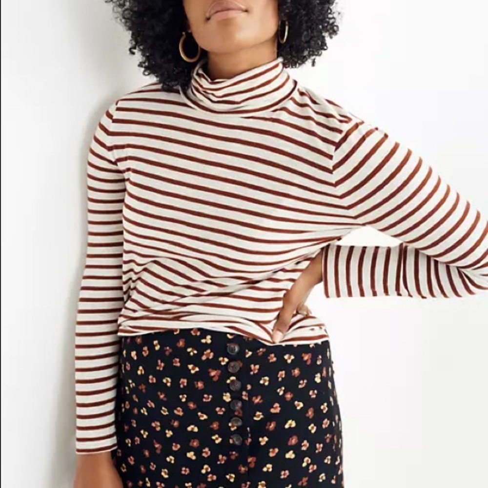 Madewell Whisper Cotton Striped Turtleneck